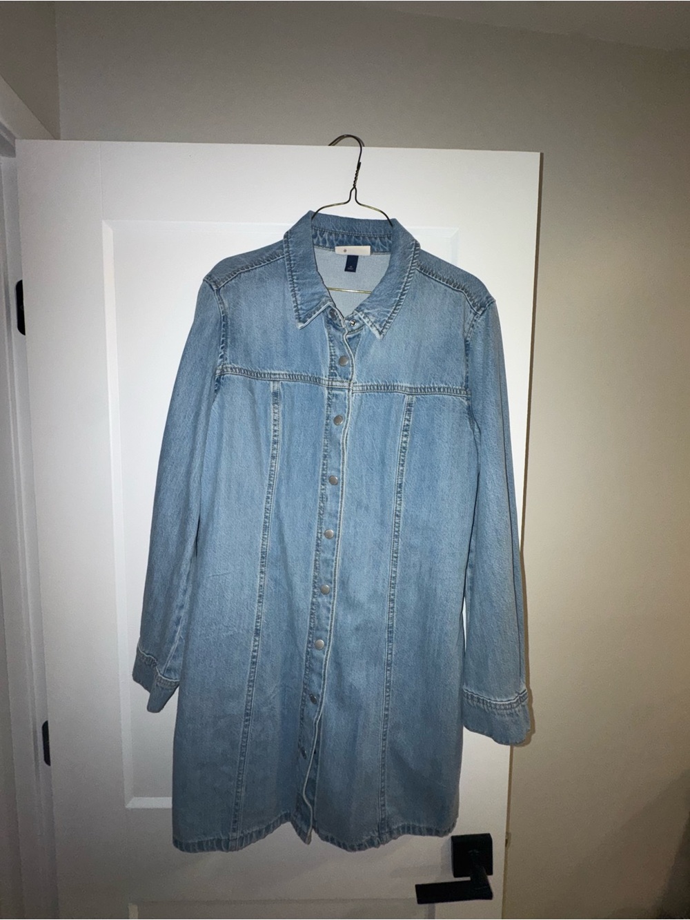Target Light Blue Denim Button-Front Long Sleeve Dress